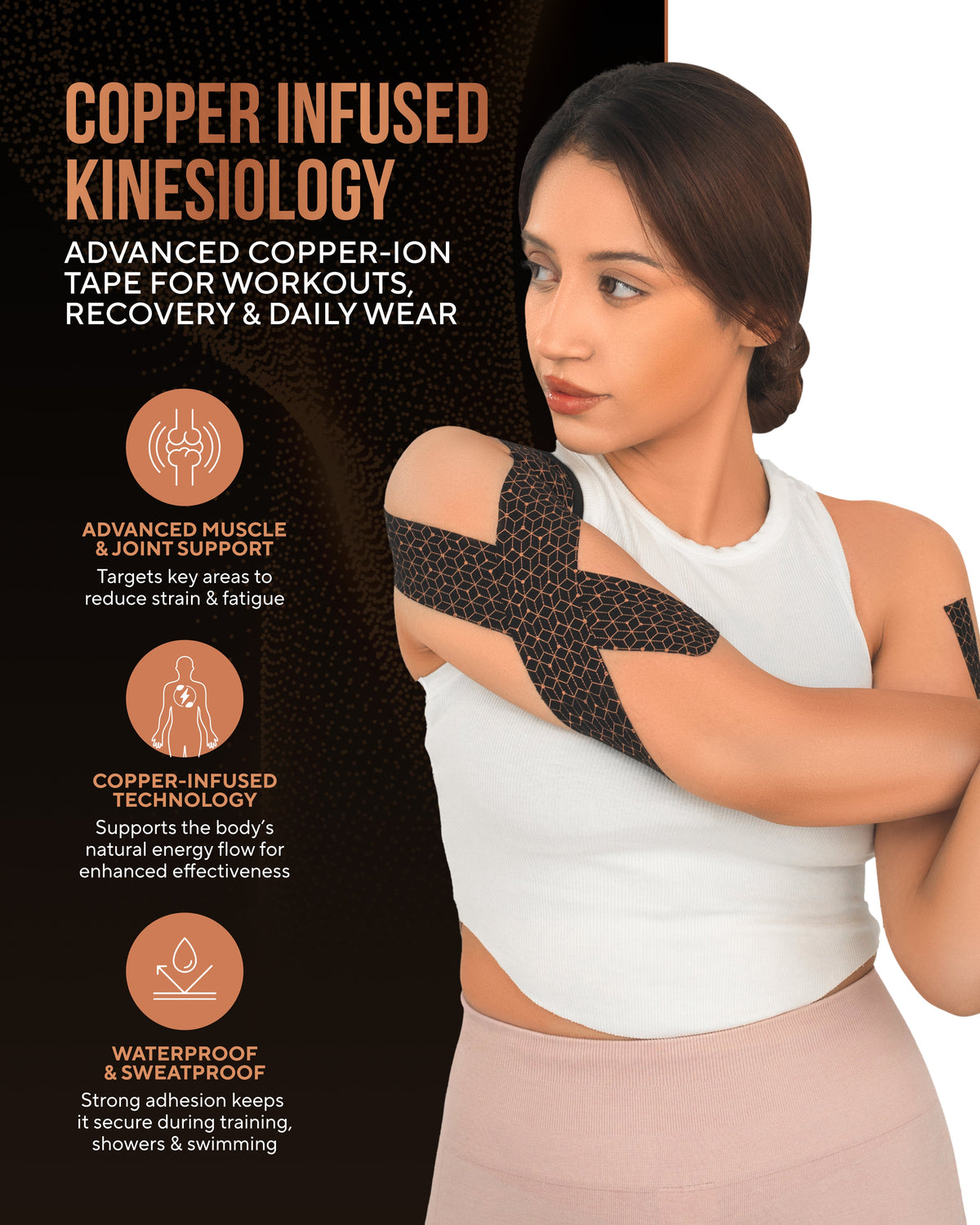TheraCopper Copper-Infused Kinesiology Tape – 2 Rolls