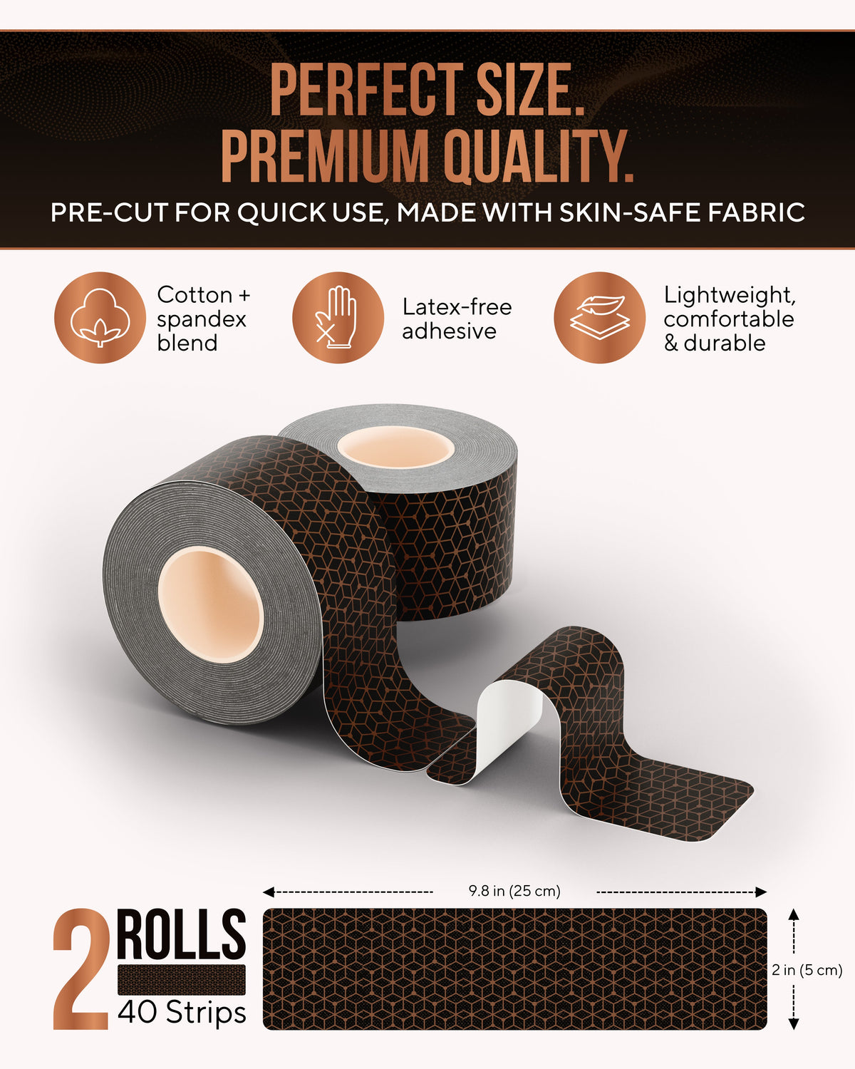 TheraCopper Copper-Infused Kinesiology Tape – 2 Rolls