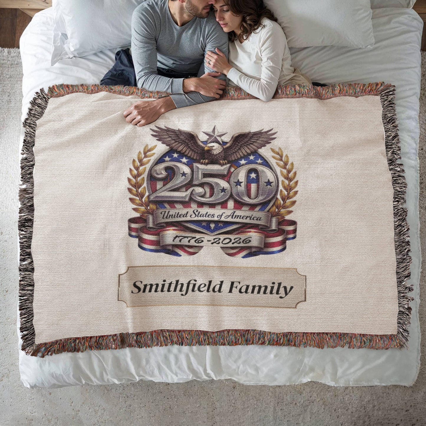 Personalized America 250th Anniversary Woven Blanket