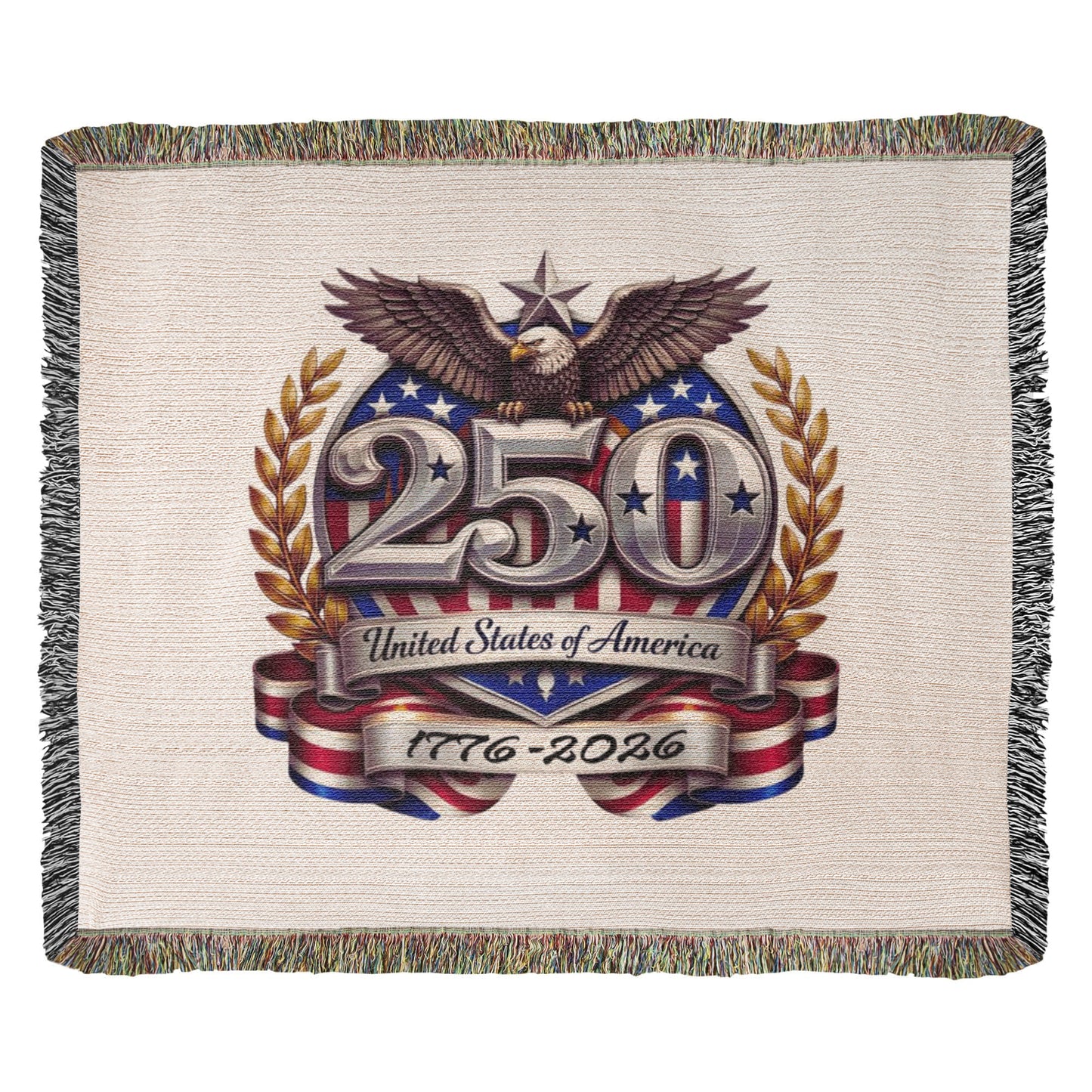 America’s Semiquincentennial Woven Blanket | 100% Cotton Heirloom Throw | Blu Onyx