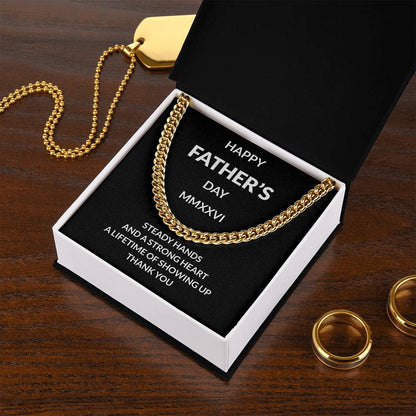 Cuban Link Necklace for Dad | “Steady Hands Strong Heart”