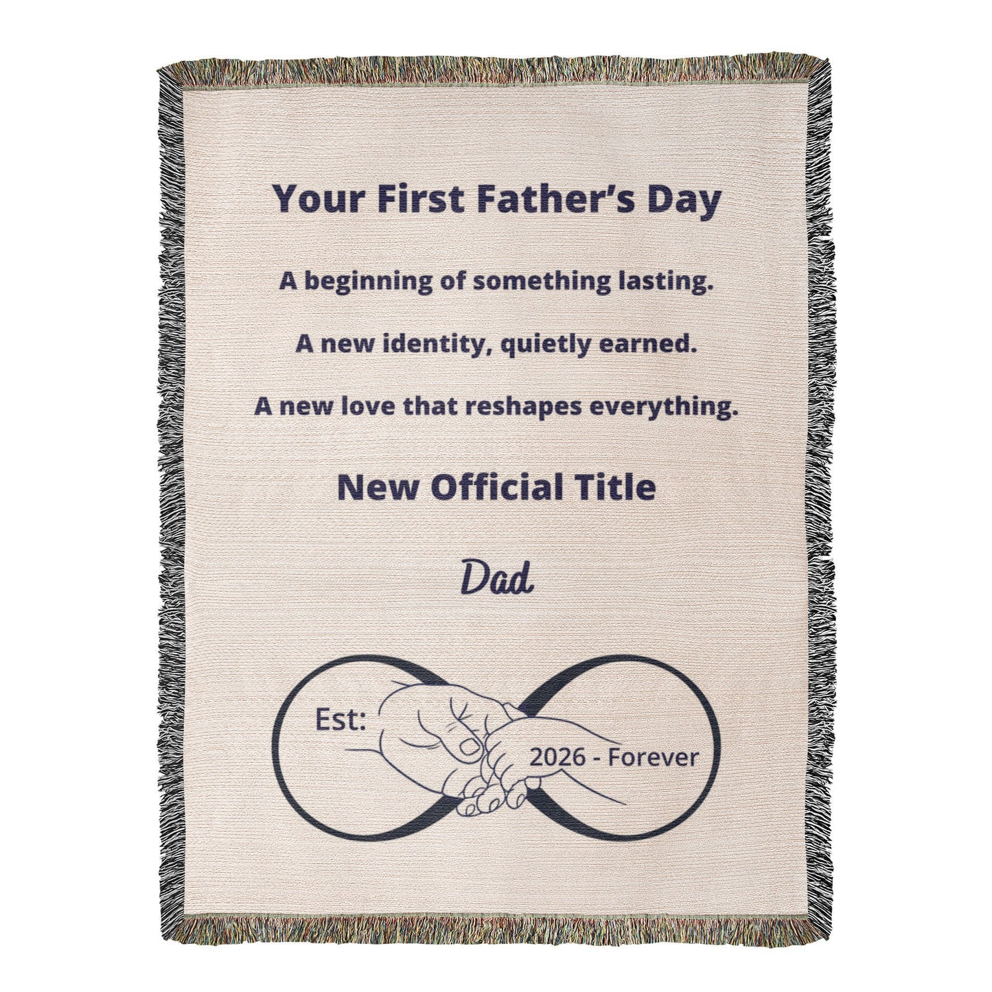 First Father’s Day Blanket | Gift for New Dad | Woven Cotton Keepsake Throw | Blu Onyx