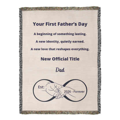 First Father’s Day Blanket | Gift for New Dad | Woven Cotton Keepsake Throw | Blu Onyx