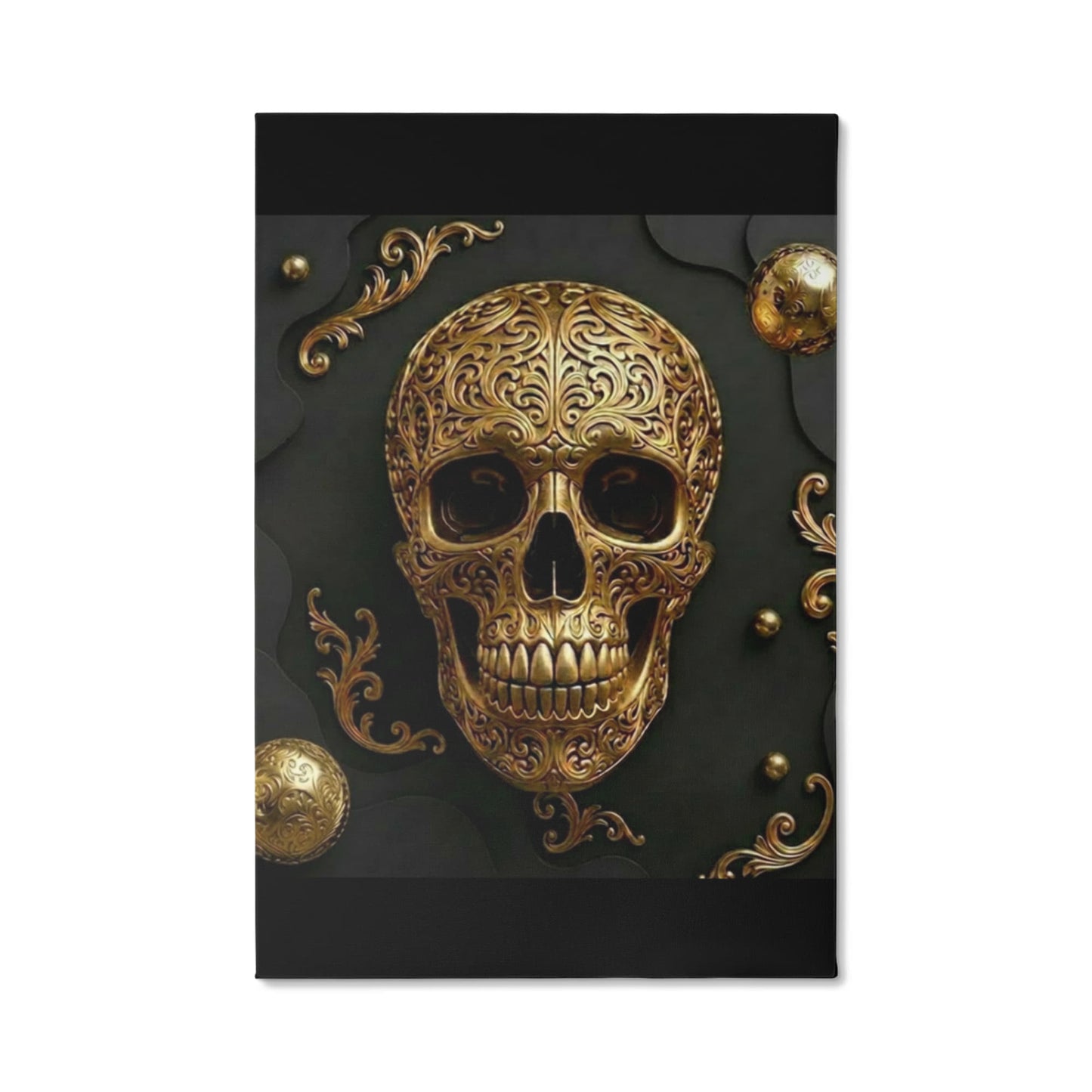 Golden Skull Canvas Wall Art | Modern Gold Skull Decor Print | Blu Onyx