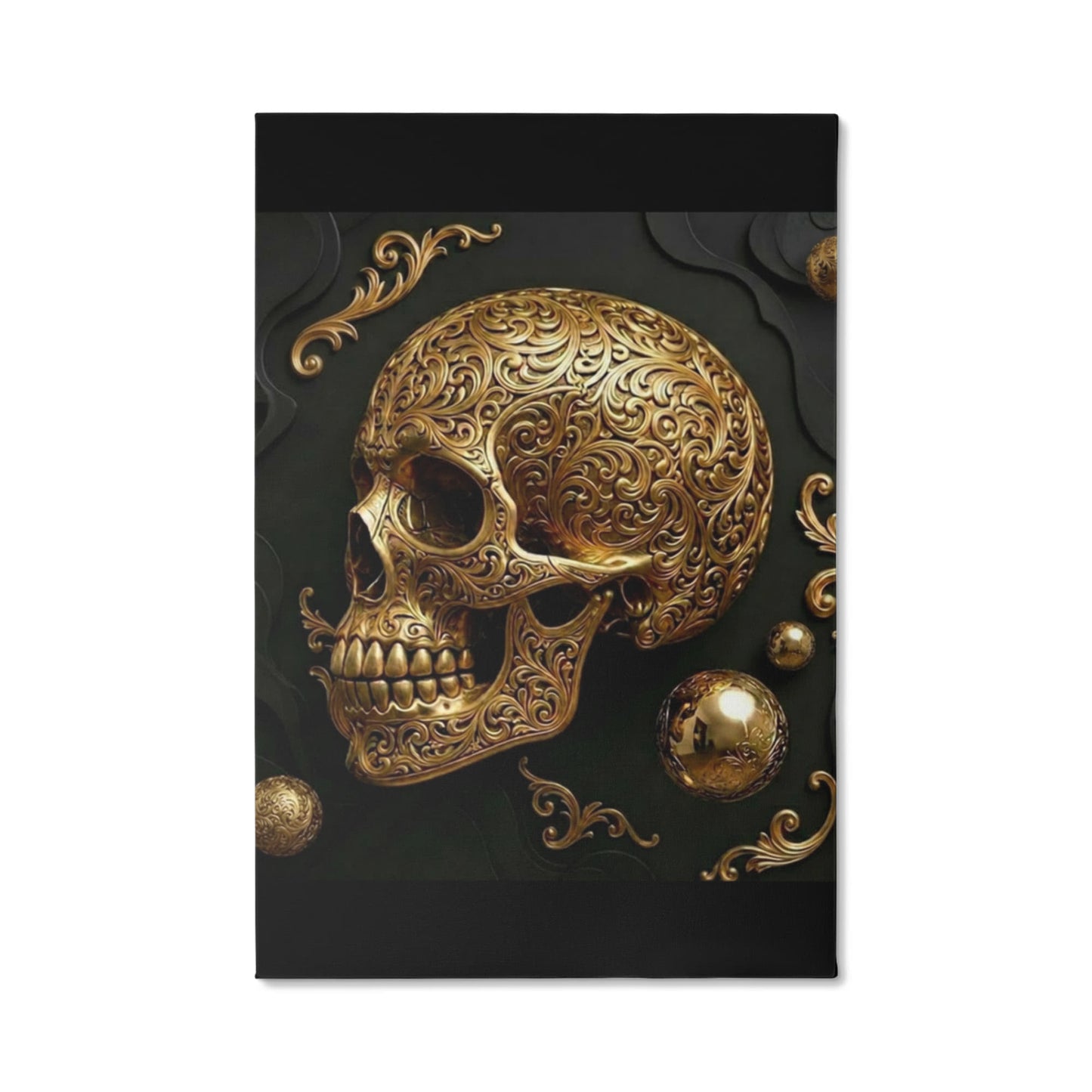 Golden Skull Canvas Wall Art | Modern Gold Skull Decor Print | Blu Onyx