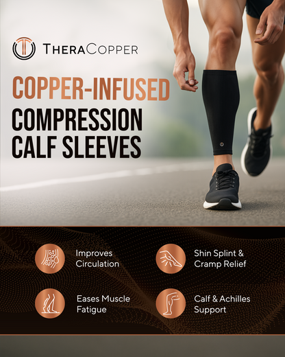 TheraCopper Copper Calf Compression Sleeves (2 Pack)