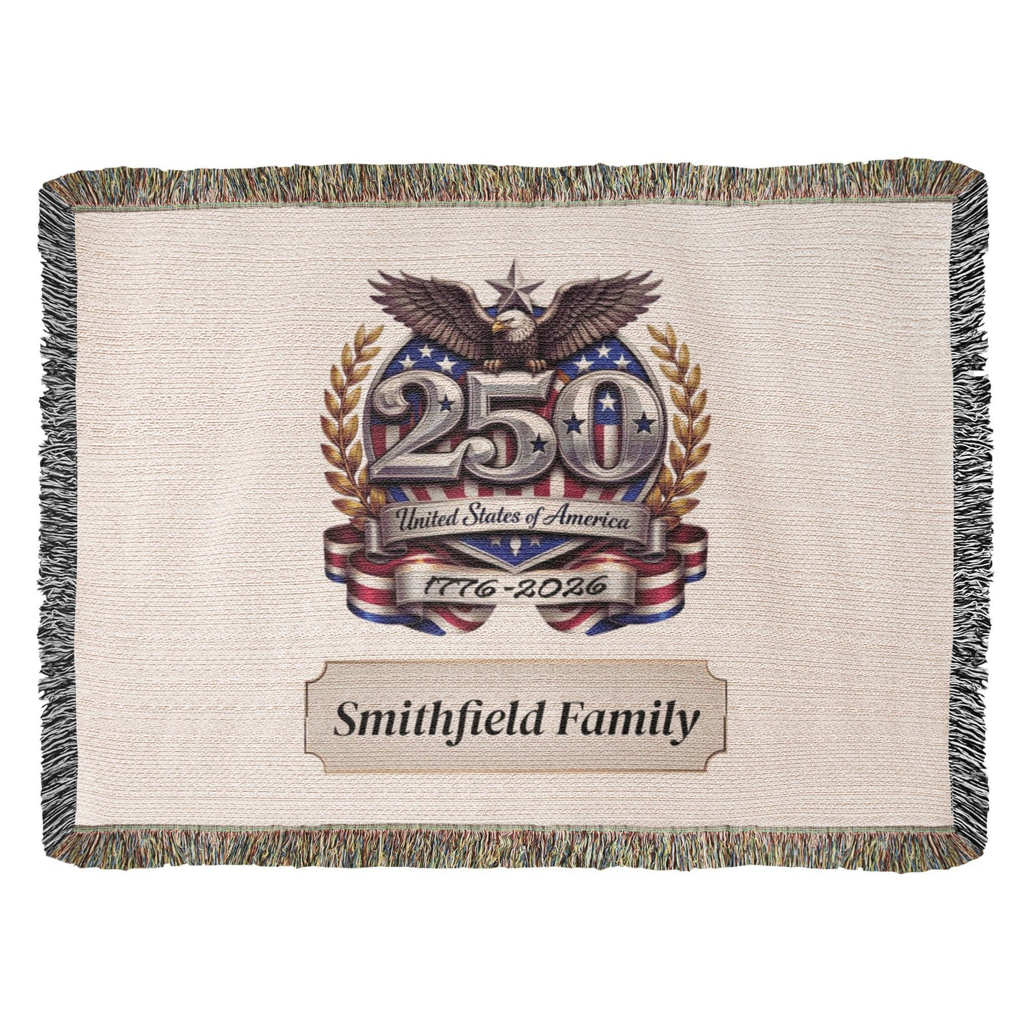 Personalized America 250th Anniversary Woven Blanket