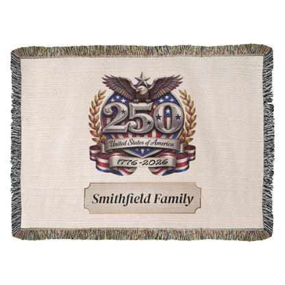 Personalized America 250th Anniversary Woven Blanket