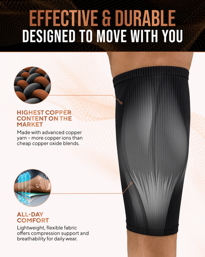TheraCopper Copper Calf Compression Sleeves (2 Pack)