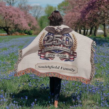 Personalized America 250th Anniversary Woven Blanket