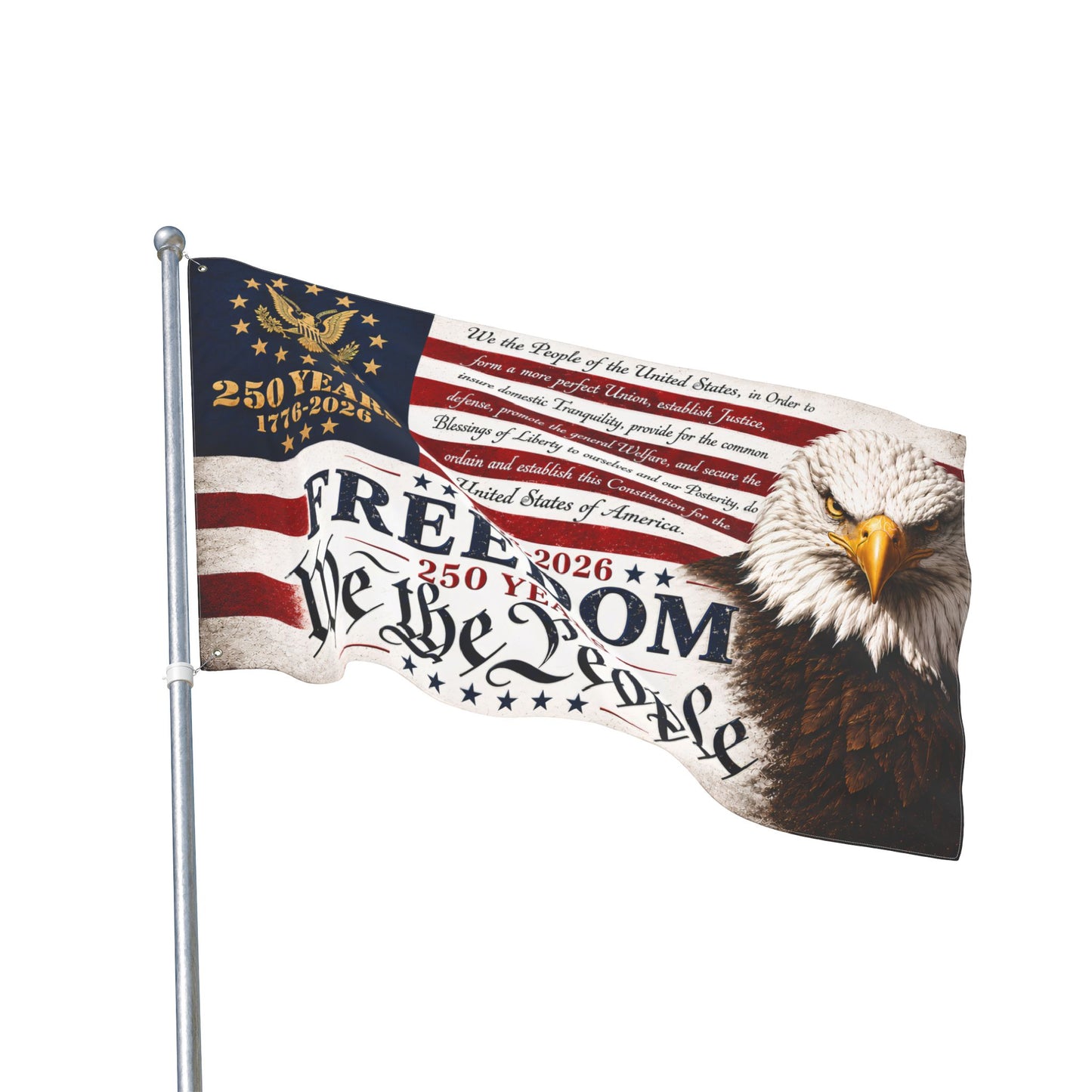 American Flag 250 Years 1776–2026 | Freedom We The People Eagle Flag | Patriotic Outdoor Double-Sided Flag | 36x60 Yard Porch Decor