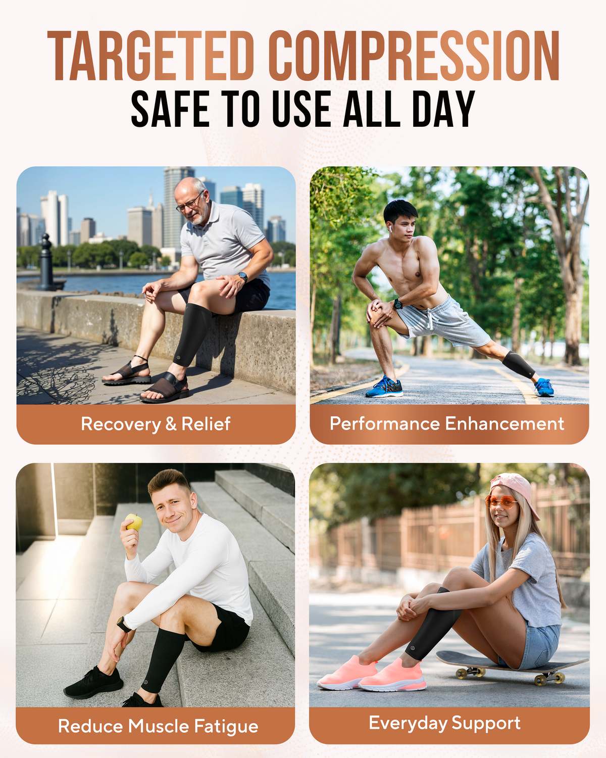 TheraCopper Copper Calf Compression Sleeves (2 Pack)