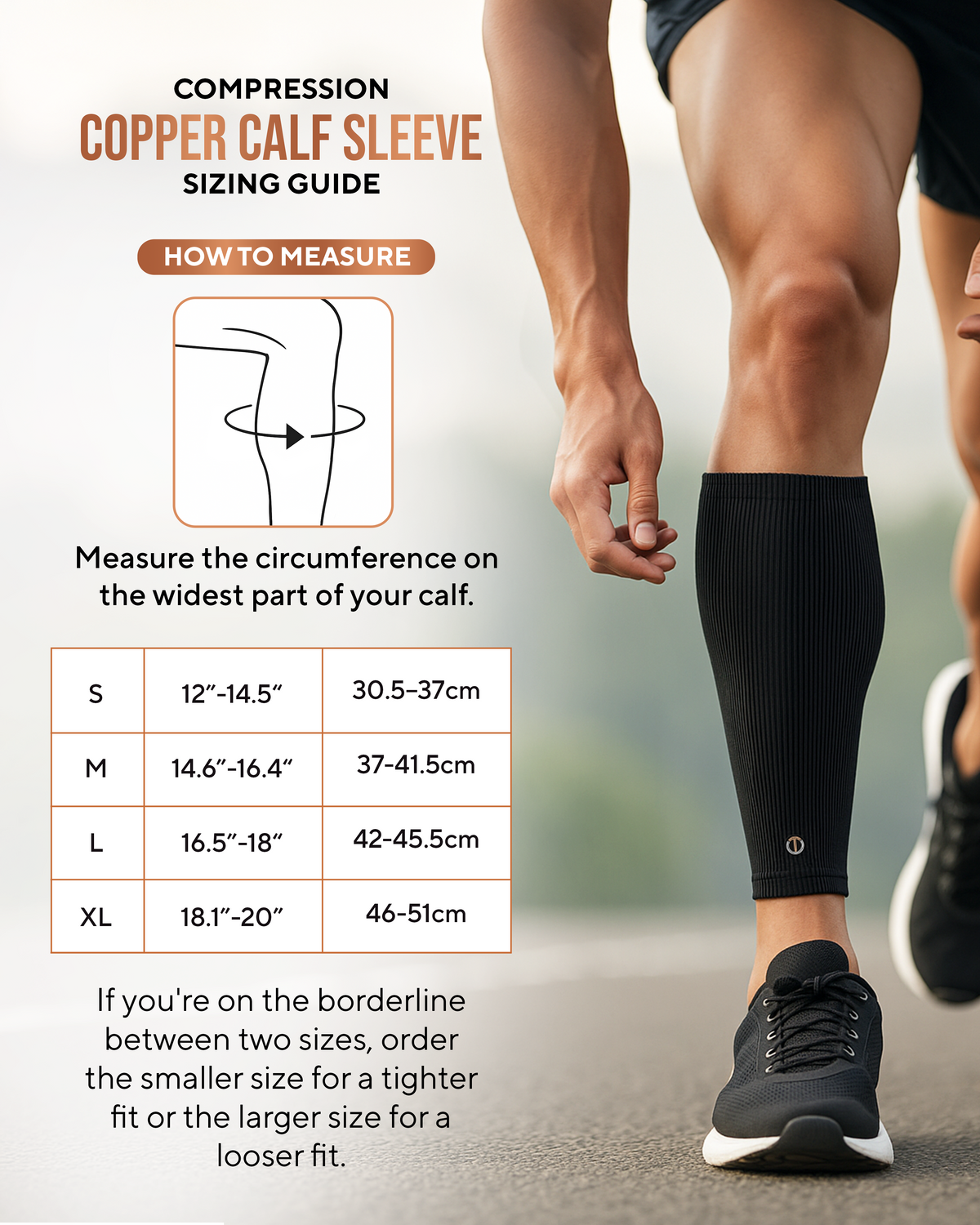 TheraCopper Copper Calf Compression Sleeves (2 Pack)