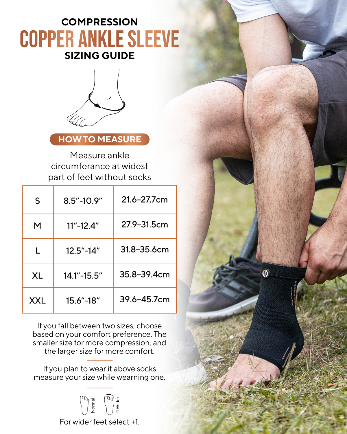 TheraCopper Copper Compression Ankle Brace Sleeves (2 Pack)