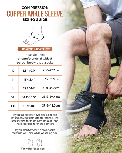 TheraCopper Copper Compression Ankle Brace Sleeves (2 Pack)