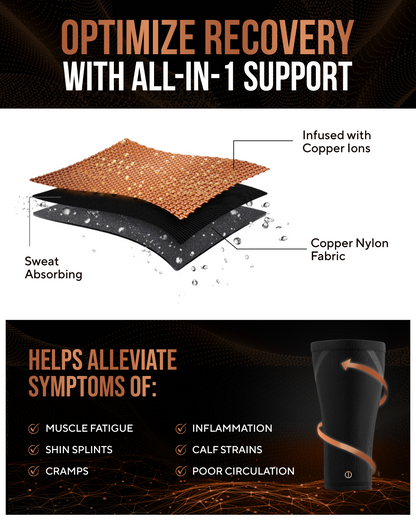 TheraCopper Copper Calf Compression Sleeves (2 Pack)