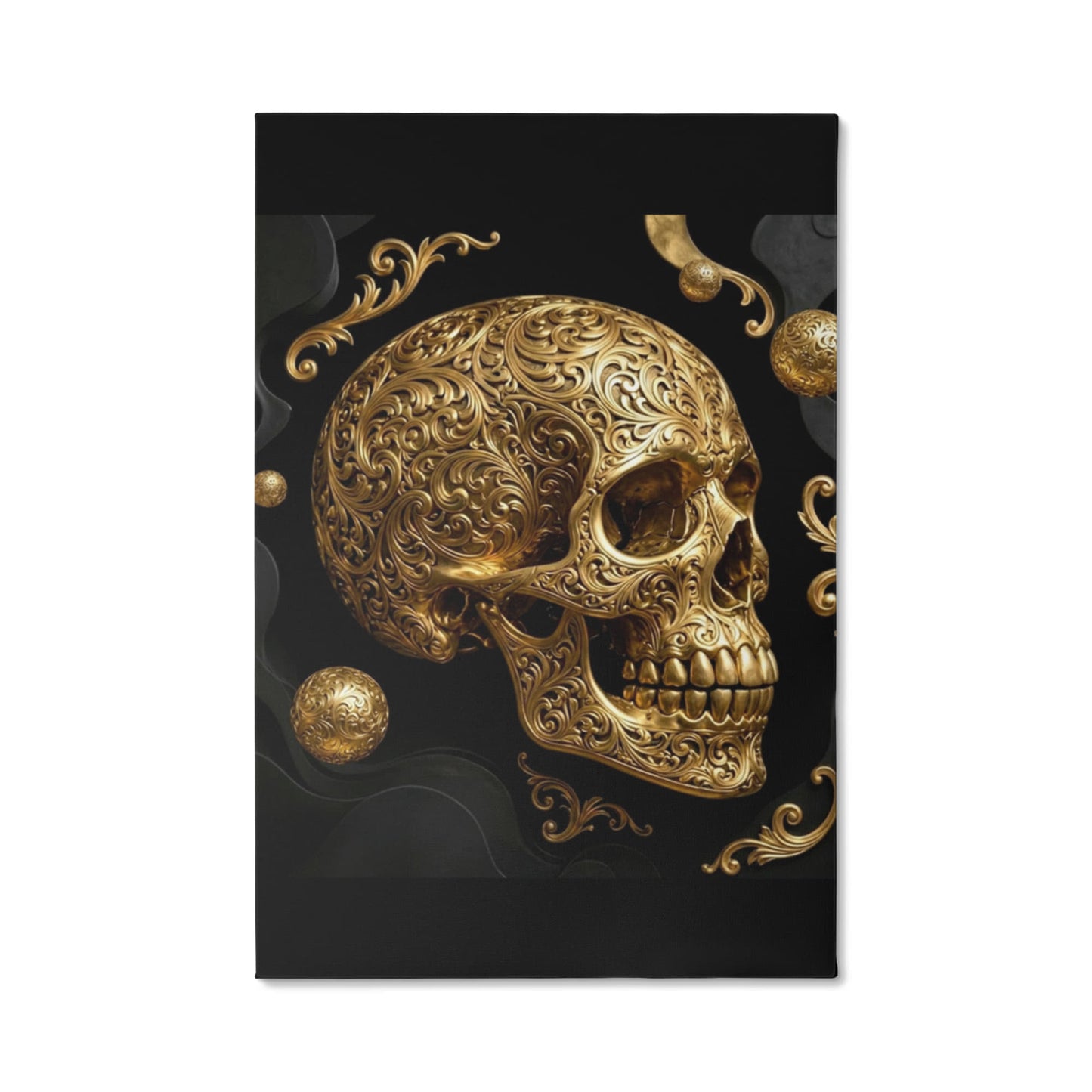 Golden Skull Canvas Wall Art | Modern Gold Skull Decor Print | Blu Onyx