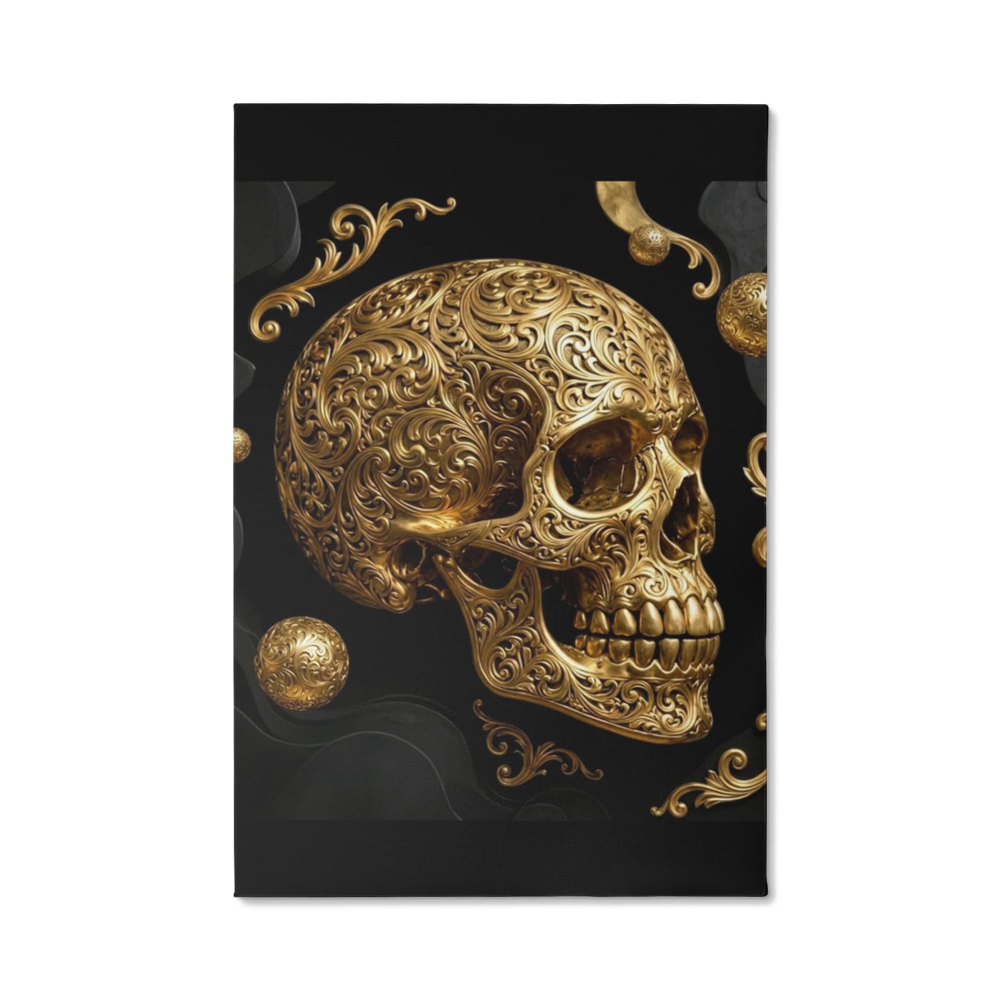 Golden Skull Canvas Wall Art | Modern Gold Skull Decor Print | Blu Onyx
