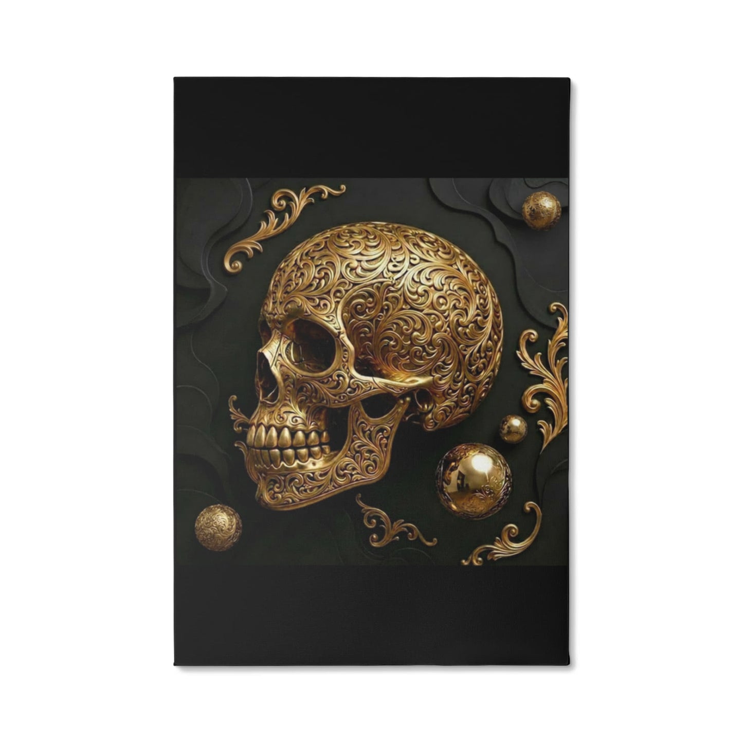 Golden Skull Canvas Wall Art | Modern Gold Skull Decor Print | Blu Onyx