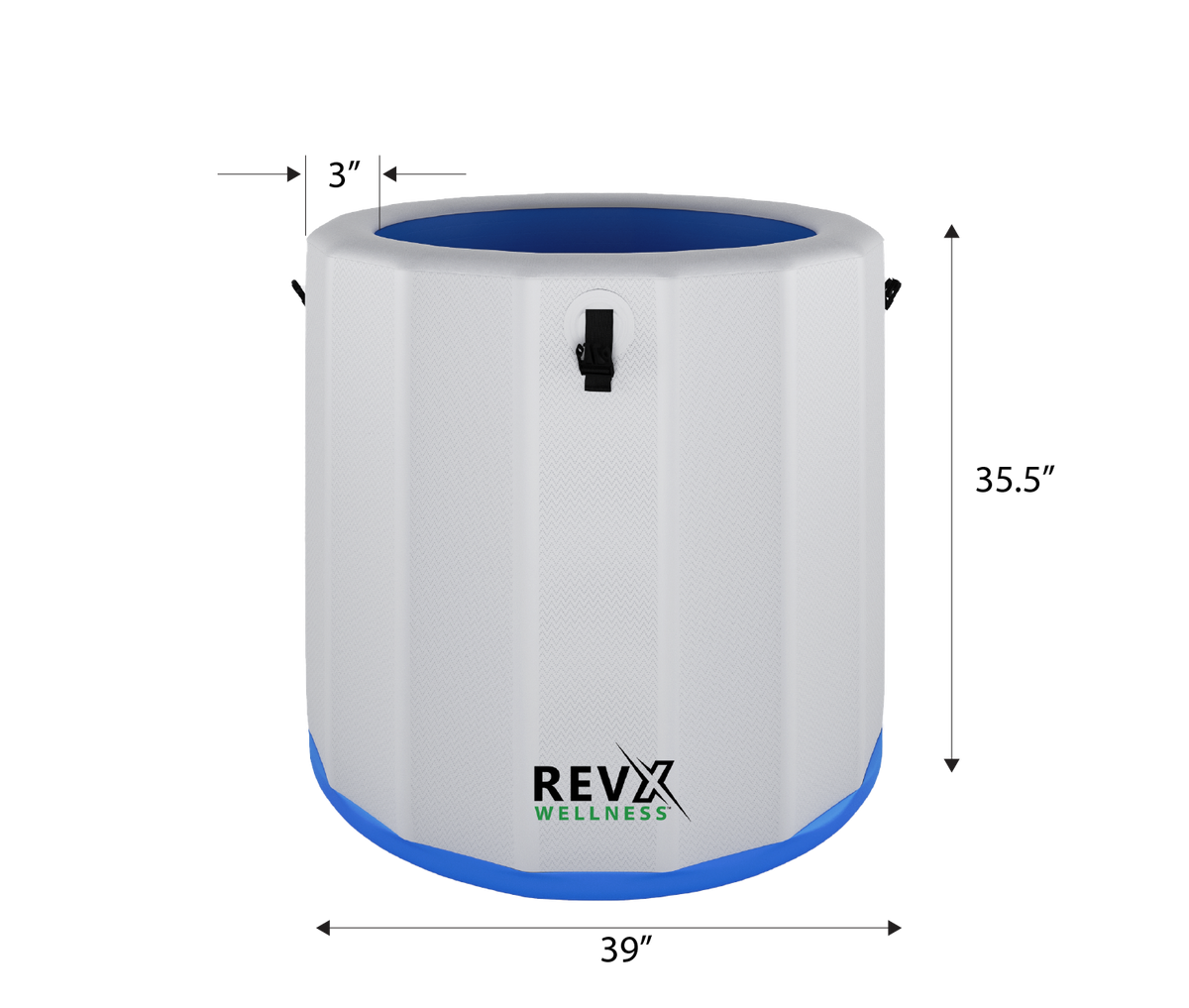 RevX inflatable cold plunge barrel dimensions