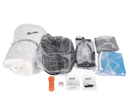 Complete RevX inflatable cold plunge kit including tub, steps, and pump.