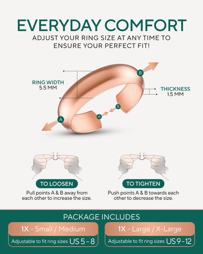 Ring with adjustable design for comfort and size adjustment, labeled 'Everyday Comfort'. Blu Onyx 