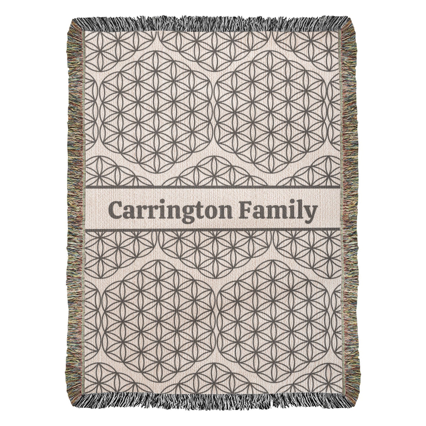 Flower of Life Personalized Family Name Woven Blanket