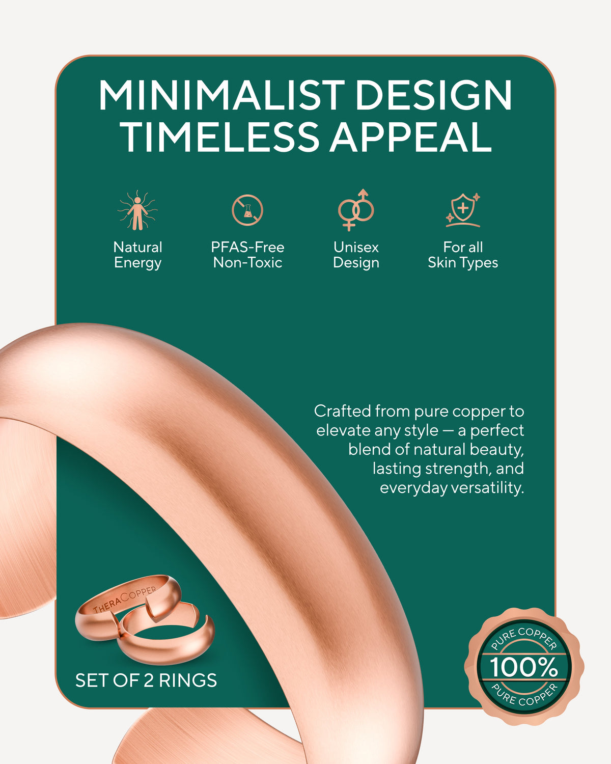 Copper ring highlighting design features and materials Blu Onyx