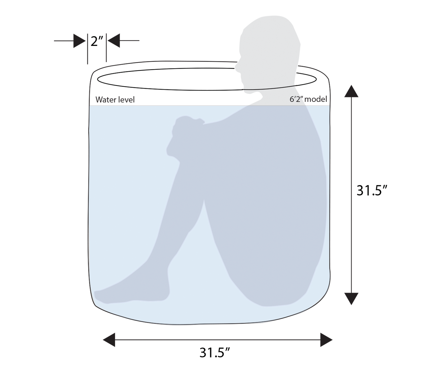 RevX Ice Pod portable cold plunge tub with insulated cover dimensions
