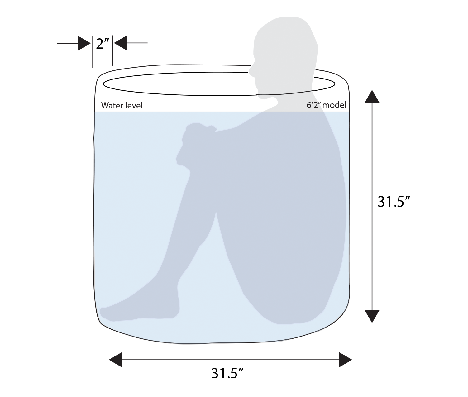 RevX Ice Pod portable cold plunge tub with insulated cover dimensions