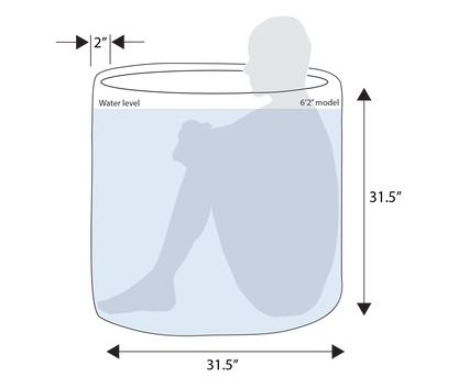 RevX Ice Pod portable cold plunge tub with insulated cover dimensions