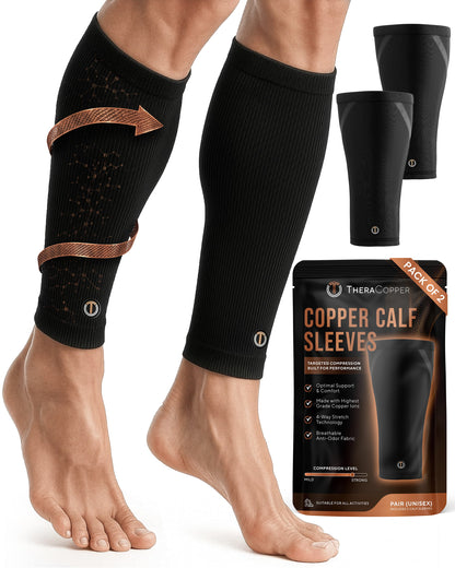 TheraCopper Copper Calf Compression Sleeves (2 Pack)