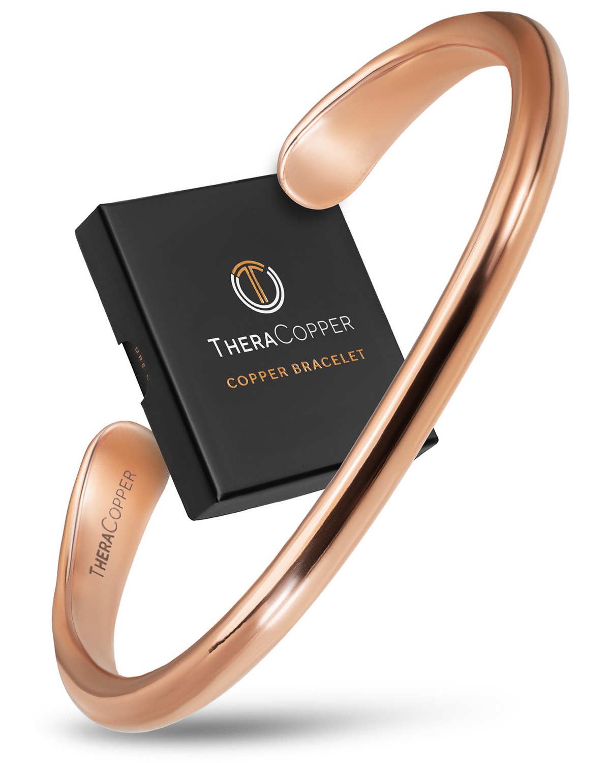 TheraCopper Barrel Copper Bracelet handcrafted from 100% pure solid copper featuring a distinctive barrel-inspired design and adjustable open-cuff fit Blu Onyx