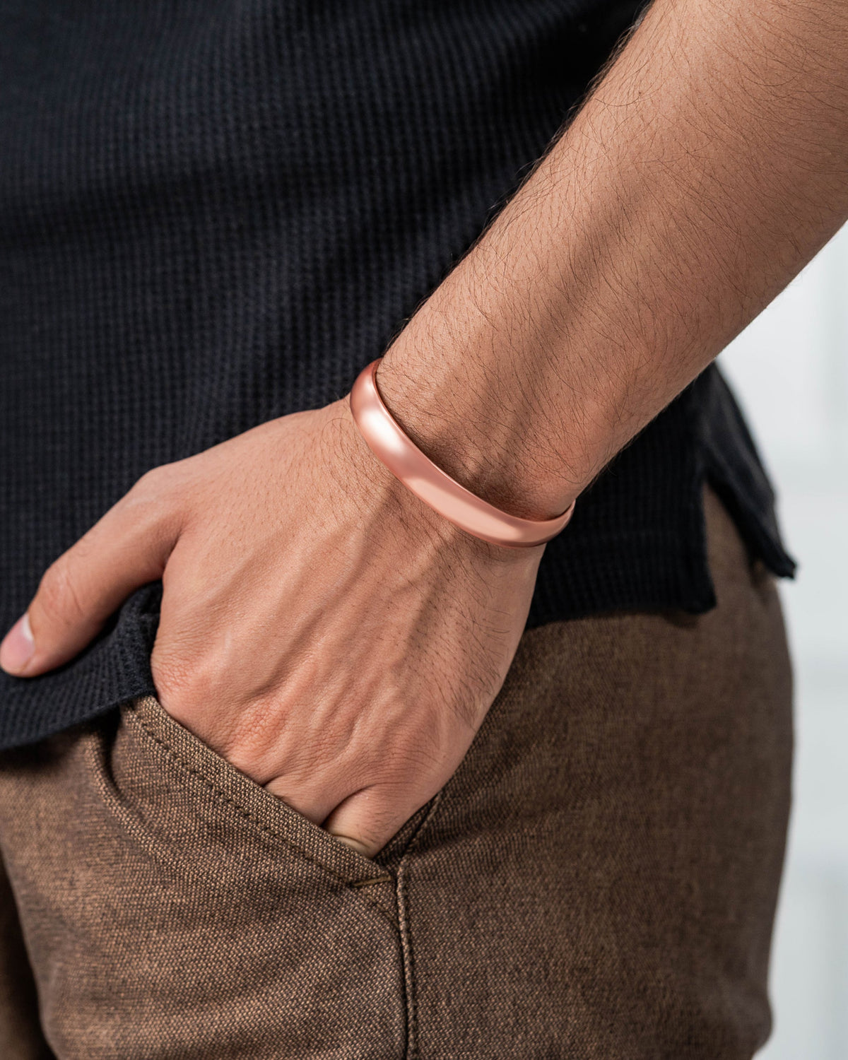 Person wearing a copper bracelet by TheraCopper on Blu Onyx