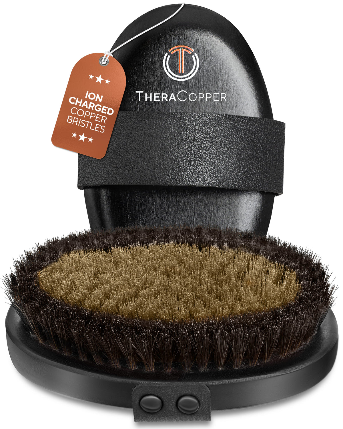 TheraCopper grooming brush with ion charged copper bristles  Blu Onyx