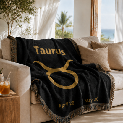 Zodiac Woven Blanket Minimal Astrology
