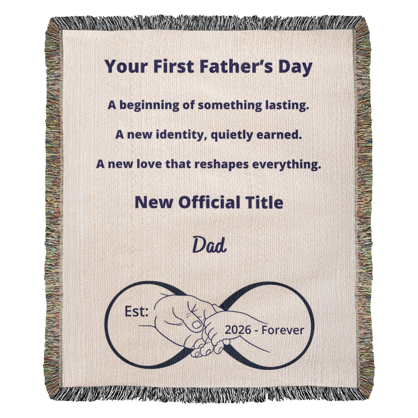 First Father’s Day Blanket | Gift for New Dad | Woven Cotton Keepsake Throw | Blu Onyx