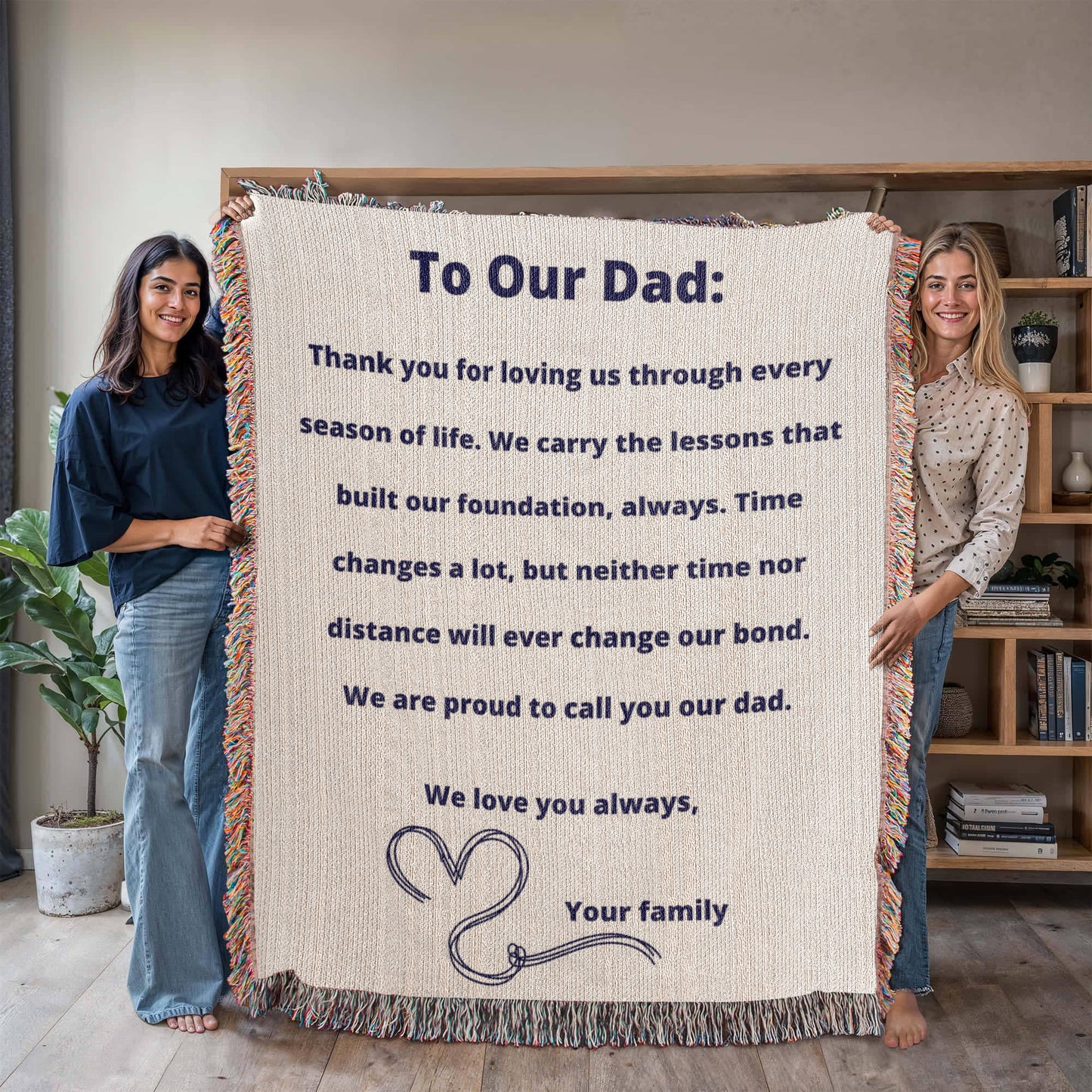 To Our Dad Woven Blanket – Heirloom Cotton Throw Gift for Father’s Day
