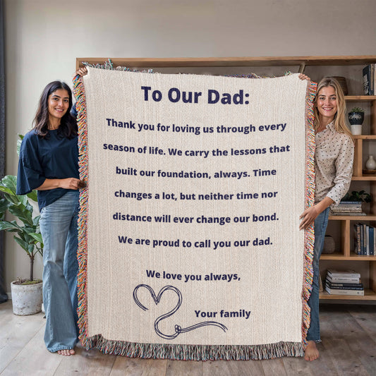 To Our Dad Woven Blanket – Heirloom Cotton Throw Gift for Father’s Day