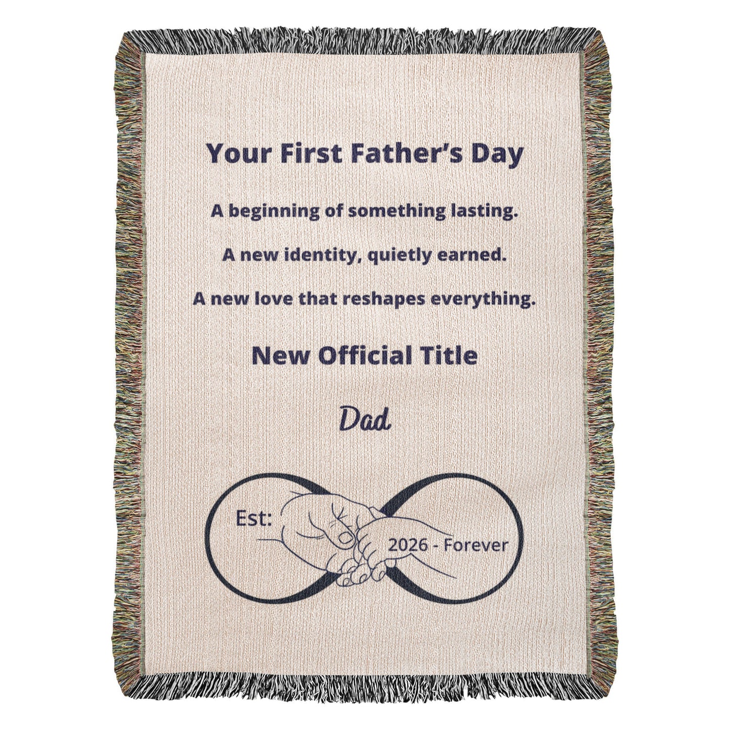 First Father’s Day Blanket | Gift for New Dad | Woven Cotton Keepsake Throw | Blu Onyx